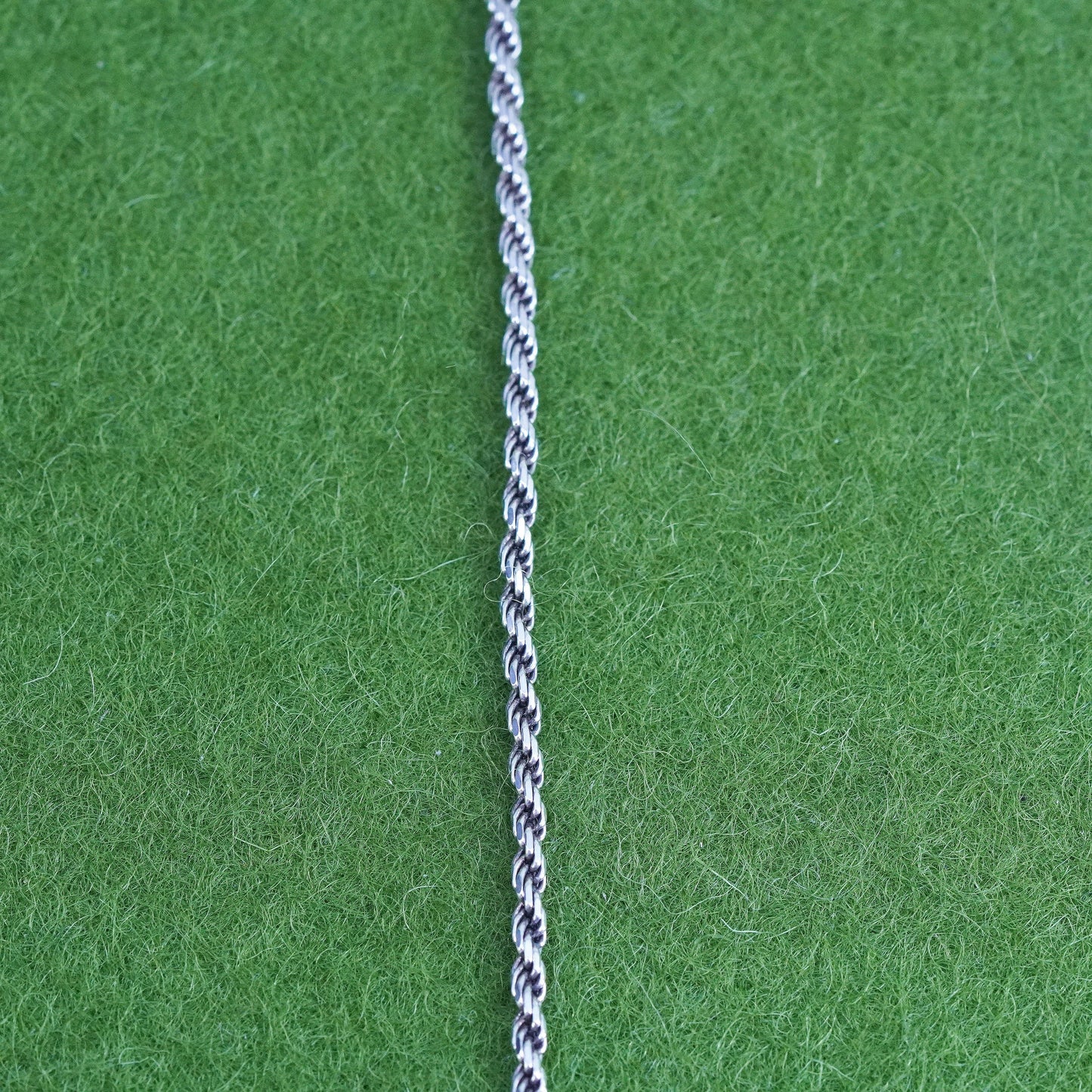 24", 2mm, vintage Italy Sterling silver necklace, 925 diamond cut rope chain