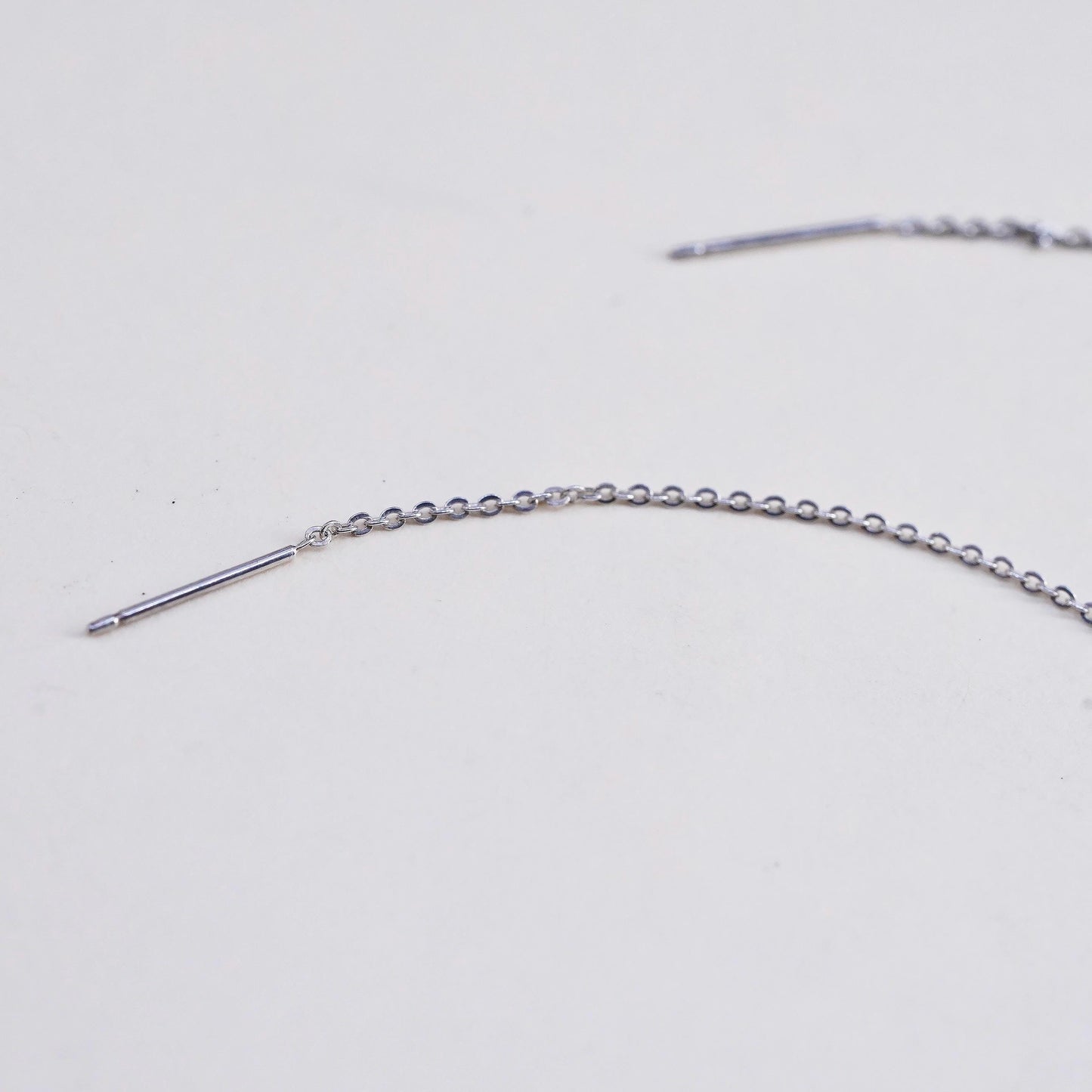 VTG Sterling silver handmade earrings, long 925 circle chain black onyx drops