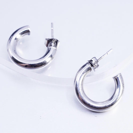 0.75" Vintage sterling silver 925 handmade Huggie stud earrings Hoops