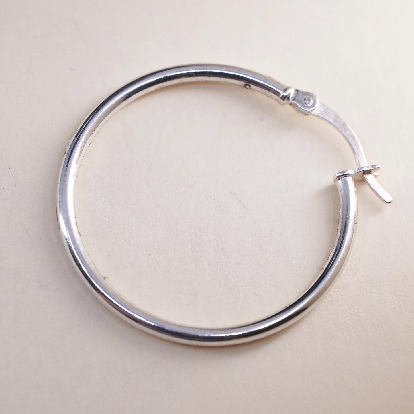 1", Vintage sterling silver loop single earring, minimalist primitive hoop