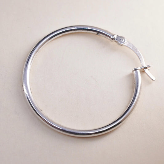 1", Vintage sterling silver loop single earring, minimalist primitive hoop