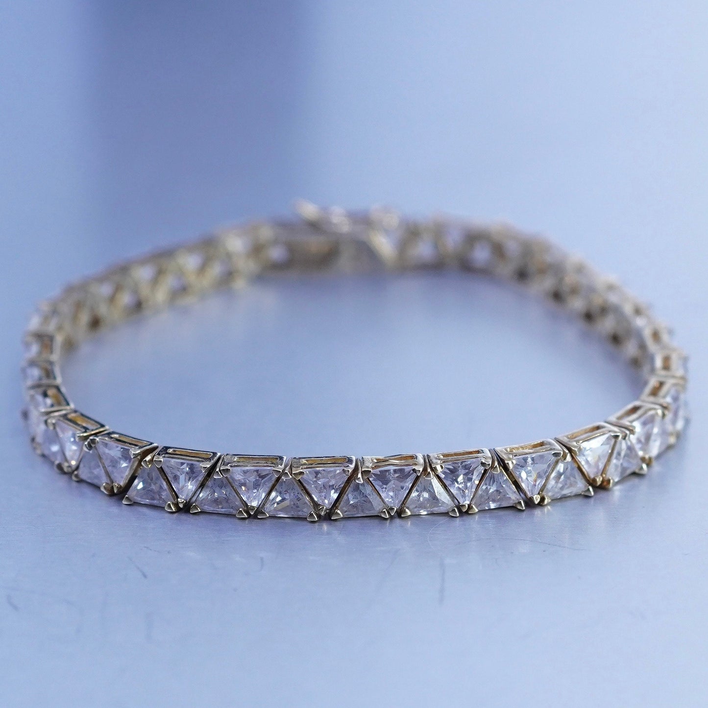 7.25”, Italy vermeil gold filled Sterling 925 silver tennis bracelet chain cz