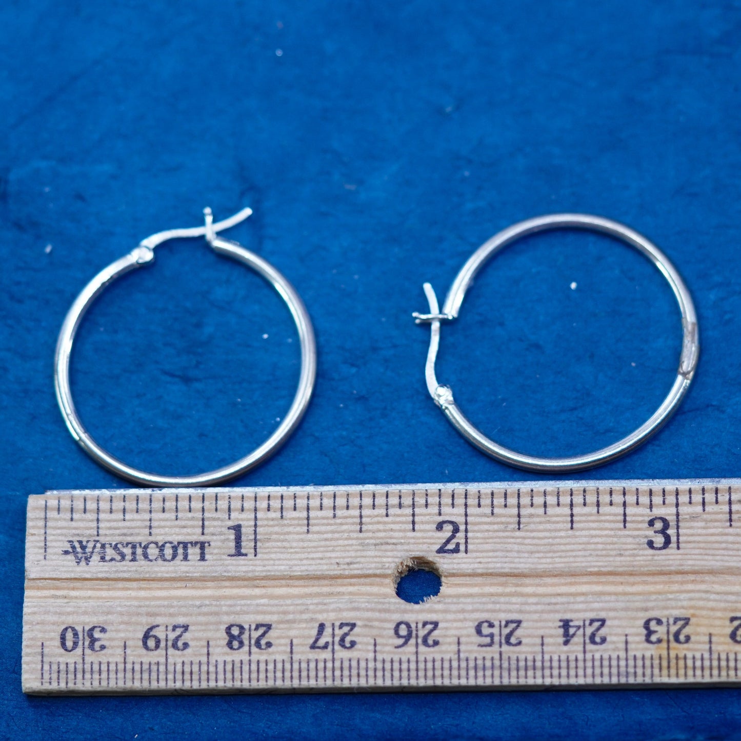 1.25”, vintage Sterling silver handmade hoop earrings, 925 huggie
