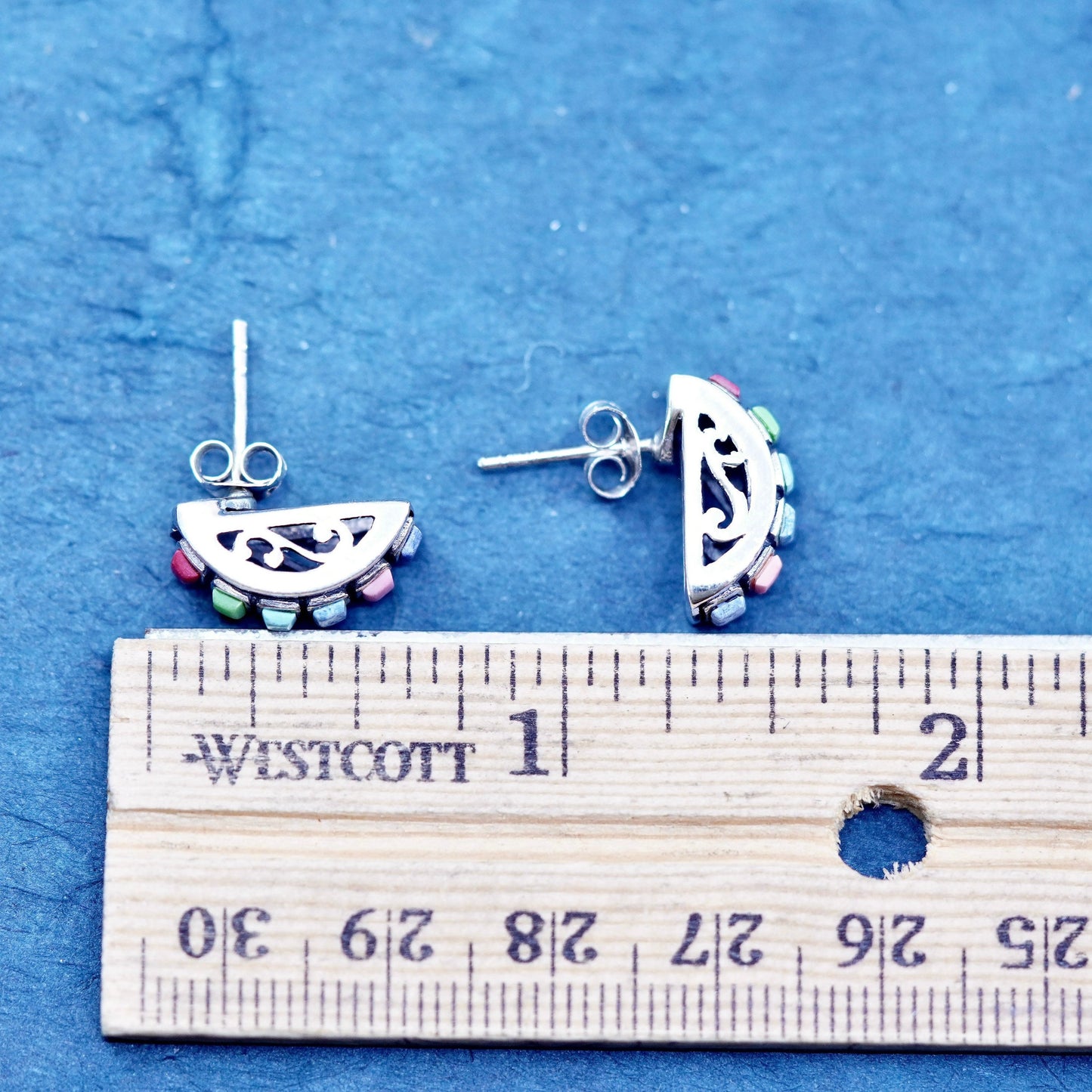 sterling silver handmade earrings, 925 studs with sodalite coral turquoise