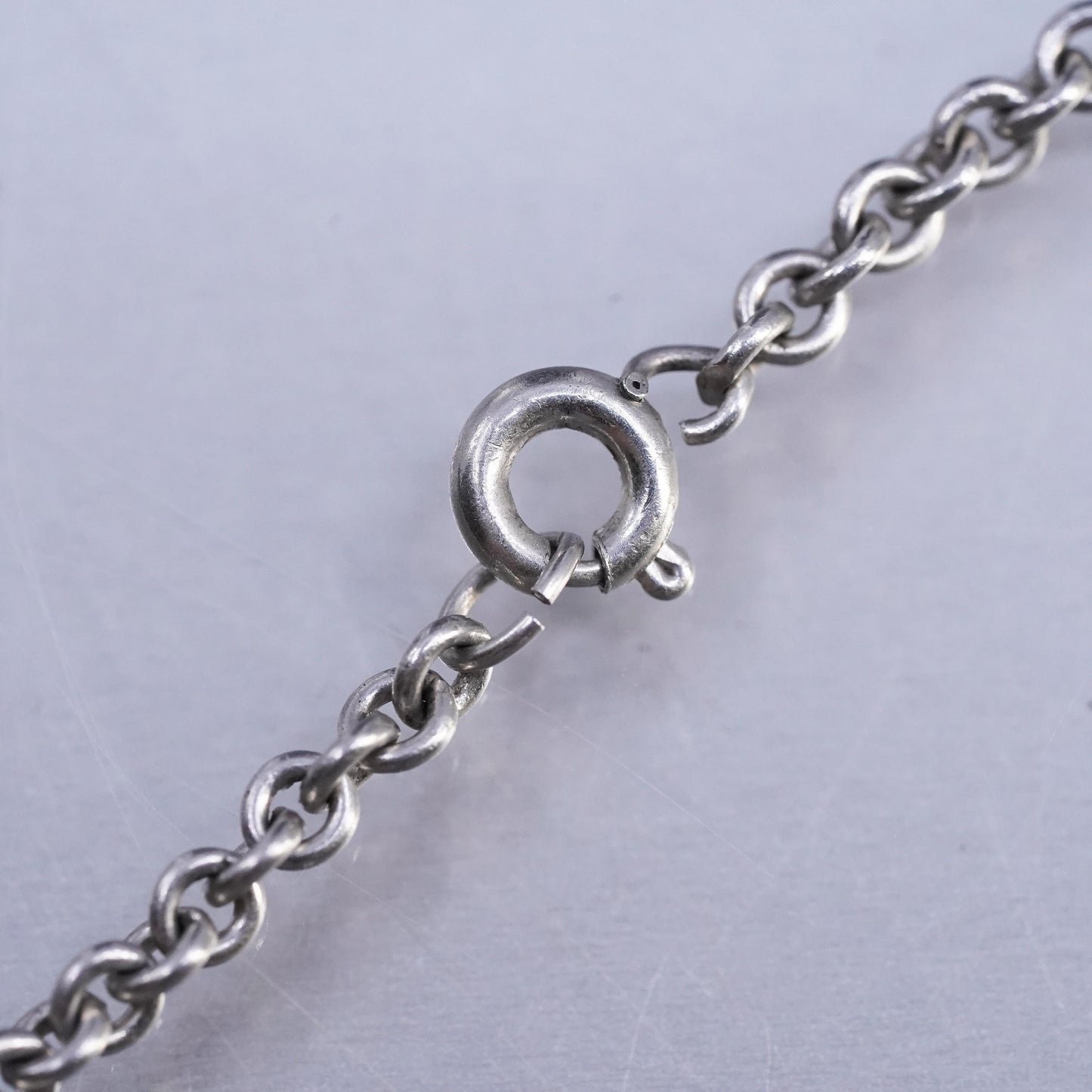 15" 2mm, vintage Sterling 925 silver circle chain necklace