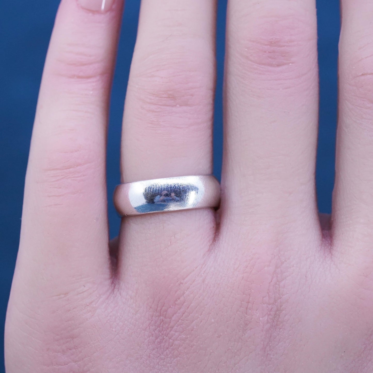Size 7, vintage Sterling silver handmade ring, 925 wedding band