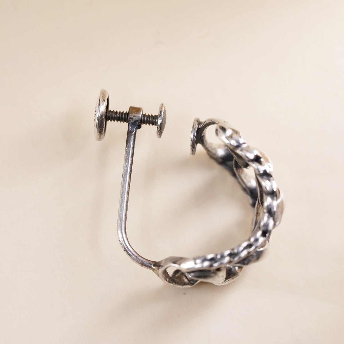 VTG southwestern Danecraft sterling silver single earring, 925 chain screw back