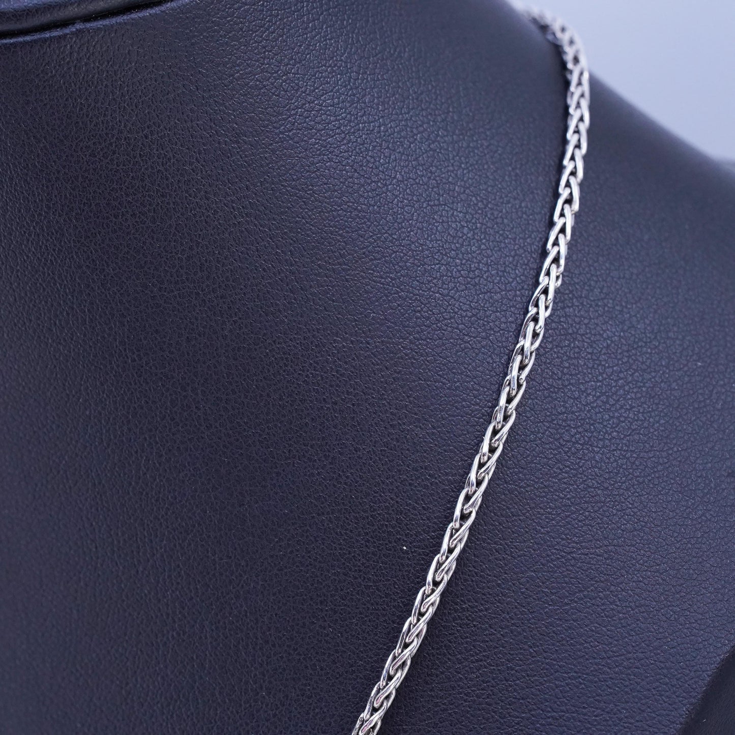 18" 3mm, vintage BA Suarti Sterling 925 silver handmade wheat chain necklace