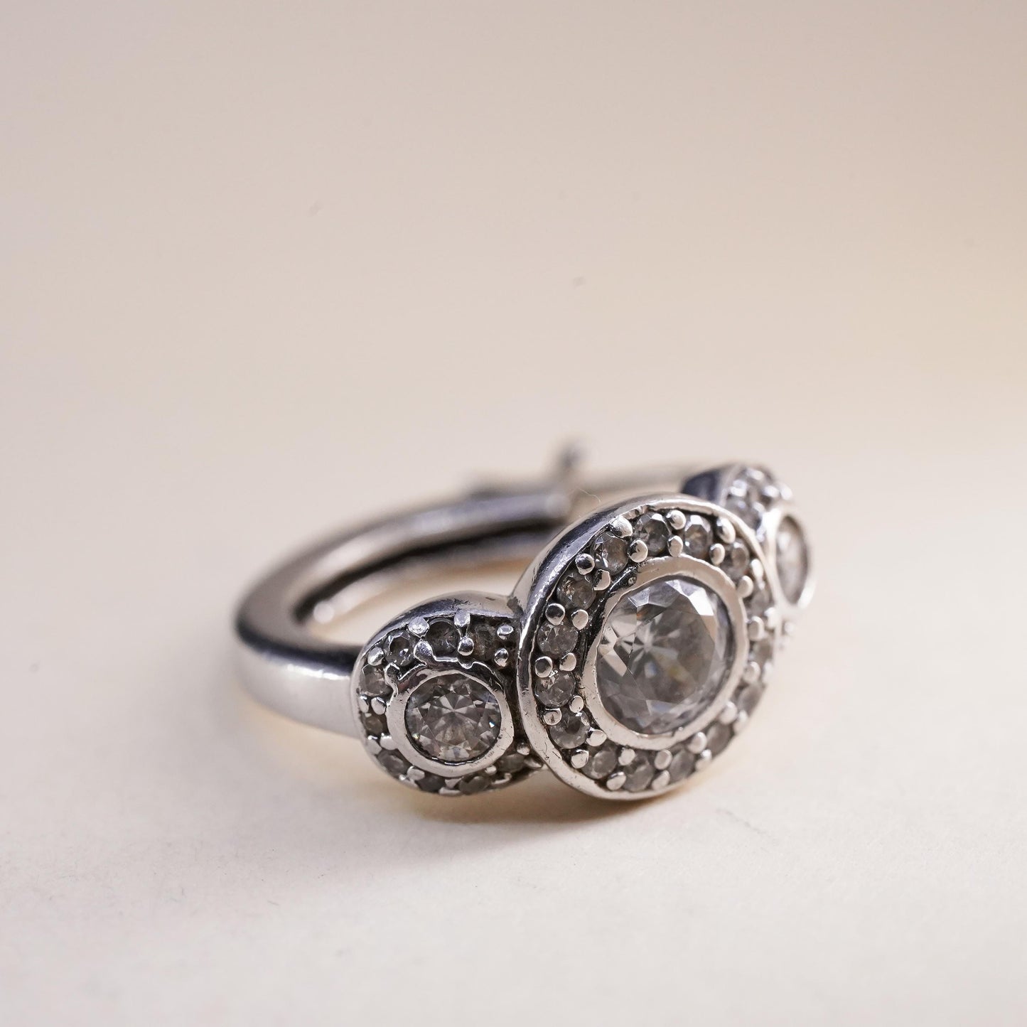 0.75”, Ferroni sterling silver single earring, 925 huggie hoop with clear Cz