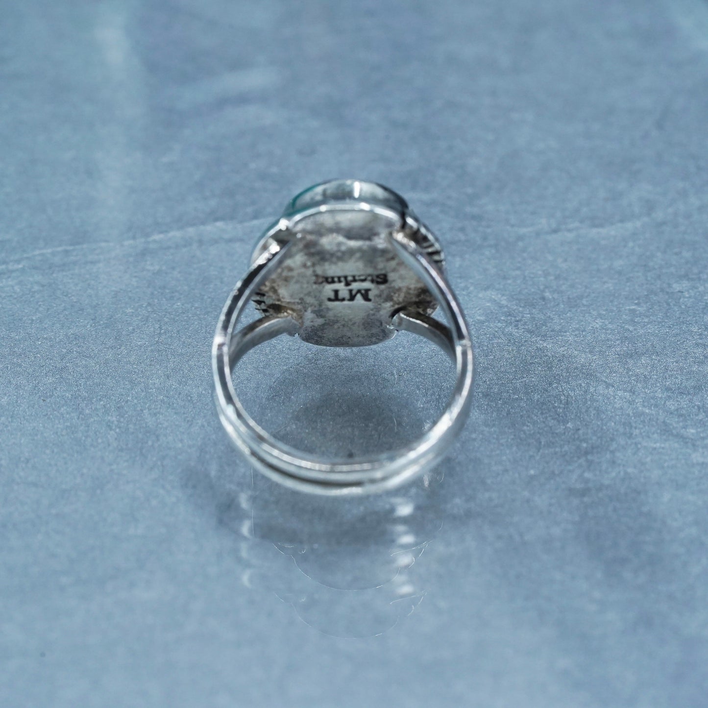Size 6, Native American Melvin Thompson Sterling 925 silver ring zebra marble