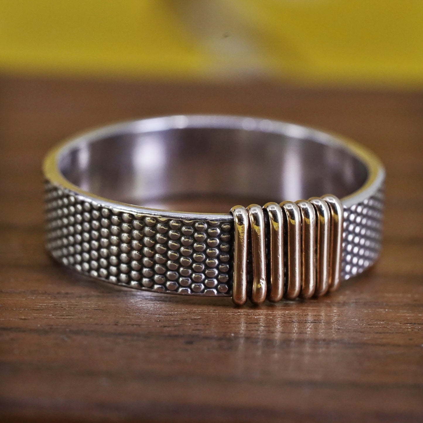 Size 10.5, vintage Sterling silver ring with 14K gold wired, two tone 925 band