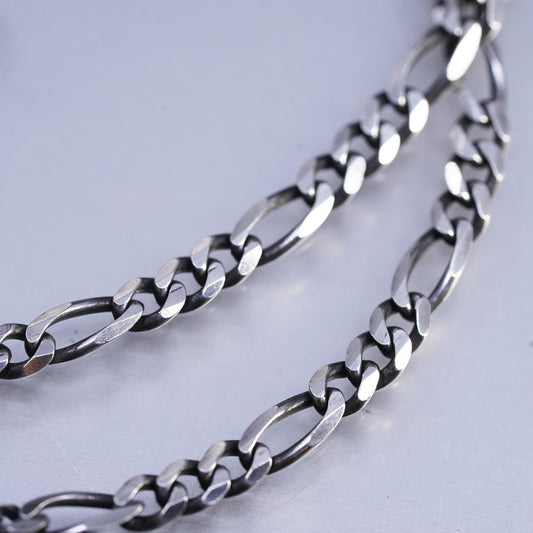 24" 4mm, vintage Sterling 925 silver figaro chain necklace