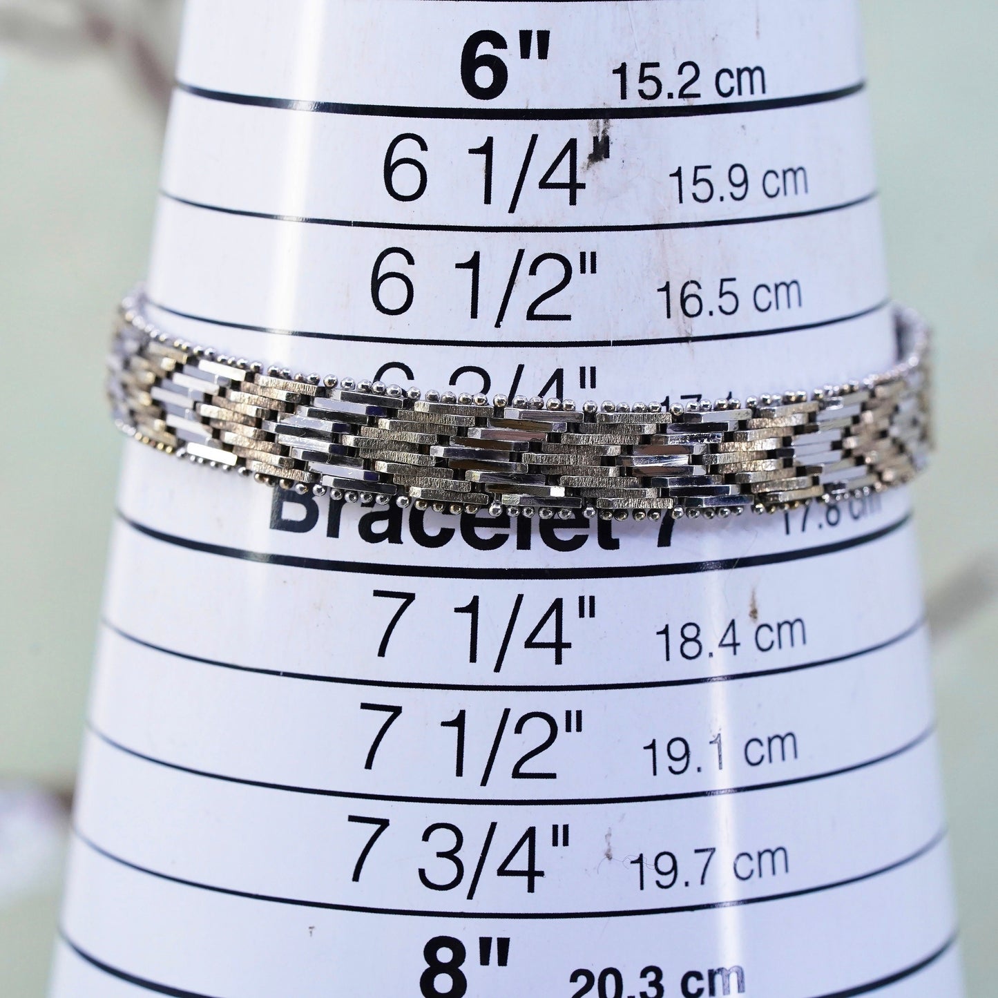 6.75”, 8mm, Vintage sterling silver handmade bracelet, 925 silver Riccio chain