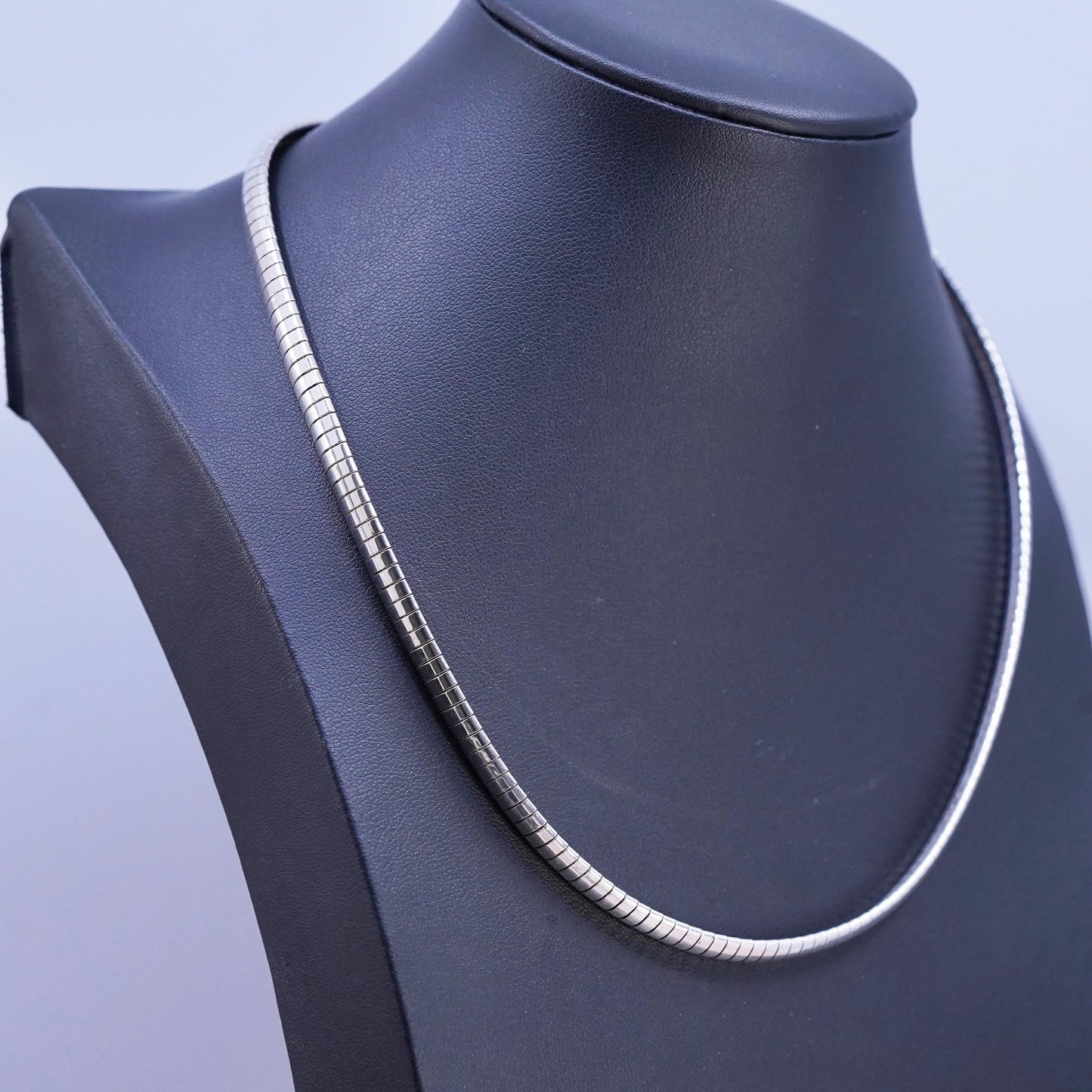 18", vintage Italian Sterling silver handmade necklace, 925 silver omega chain