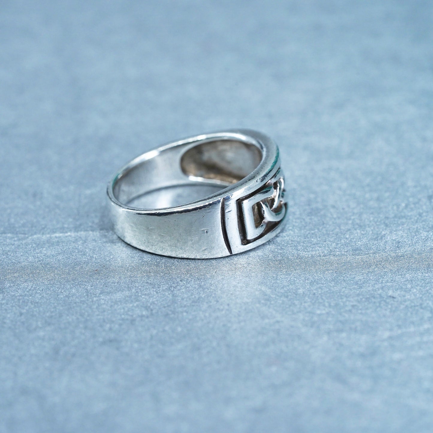 Size 7, vintage Sterling 925 silver handmade ring, woven braided cable band
