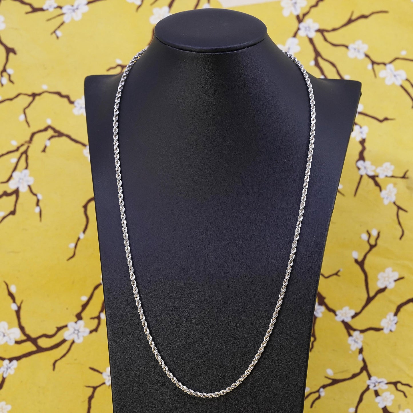 24", 3mm, vintage ARMBRUST Sterling silver necklace, Italy 925 rope chain