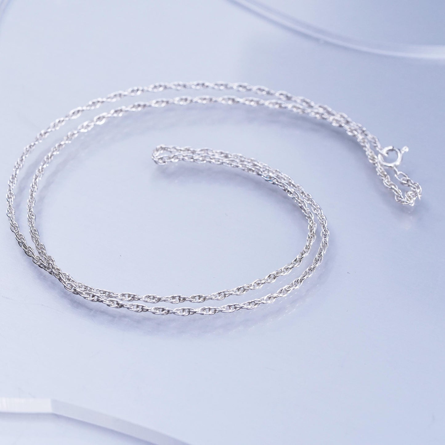20” 2mm, vintage Italy Sterling 925 silver Singapore rope chain necklace