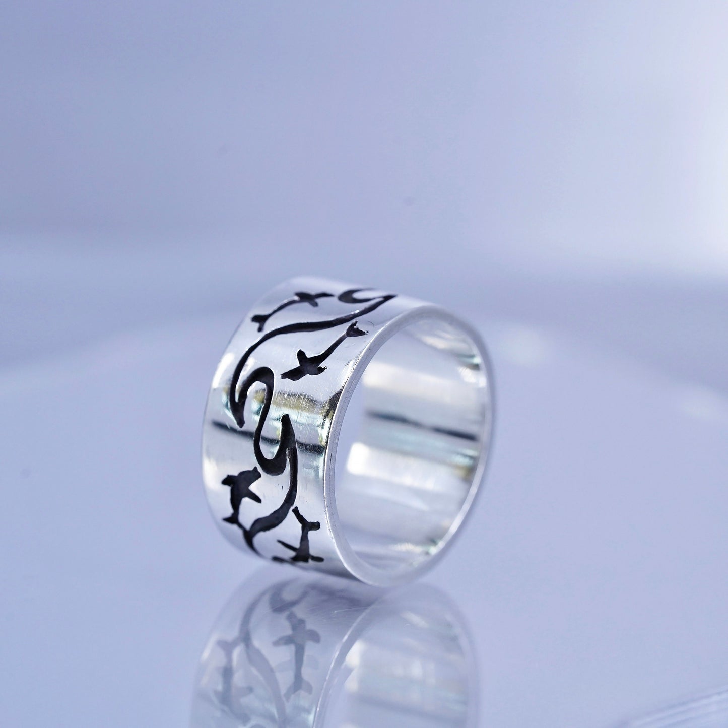 Size 11.5, Native American southwestern Sterling 925 silver ring, wide band