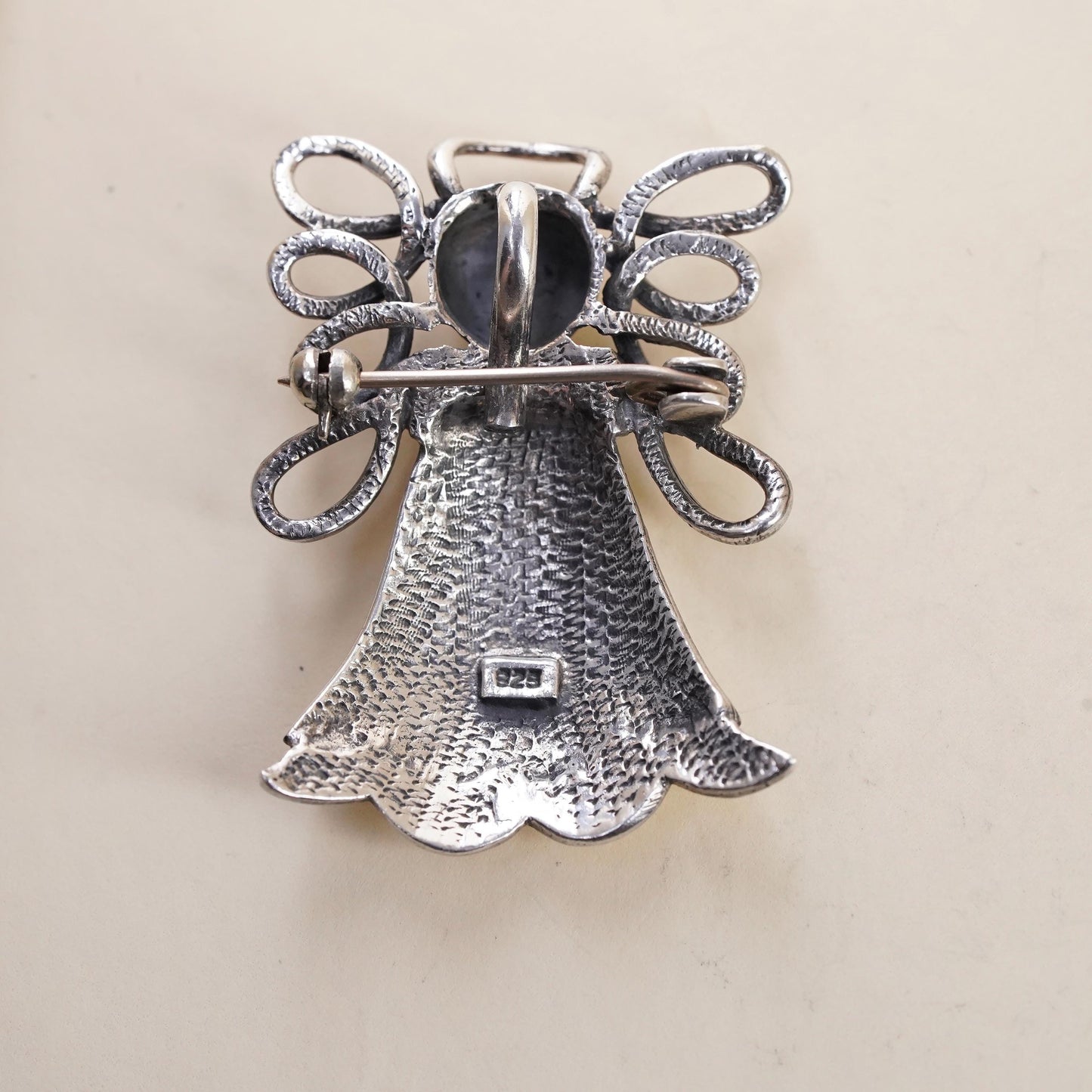 Vintage southwestern handmade brooch sterling silver, 925 angel pendant