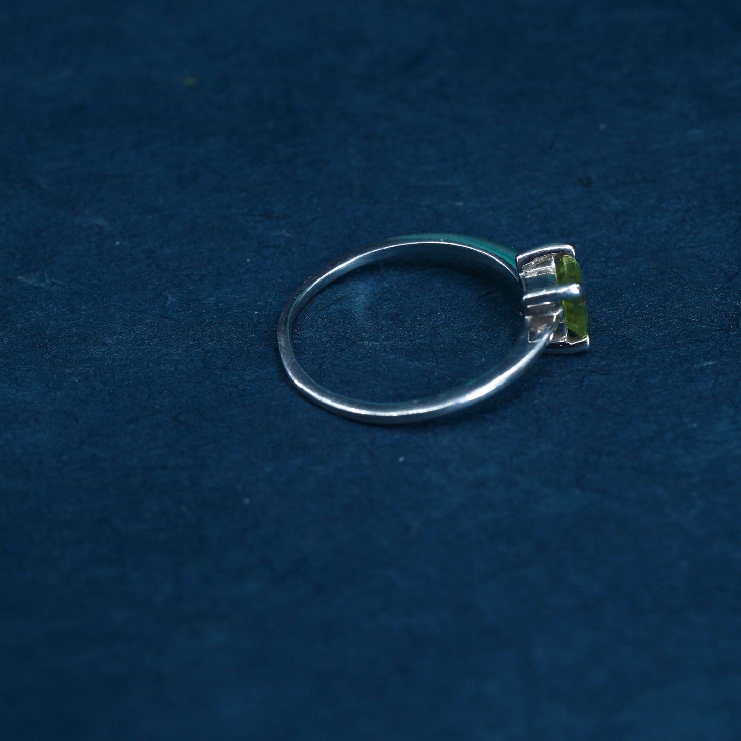 Size 4.5, vintage Sterling silver handmade ring, 925 stackable band w/ peridot