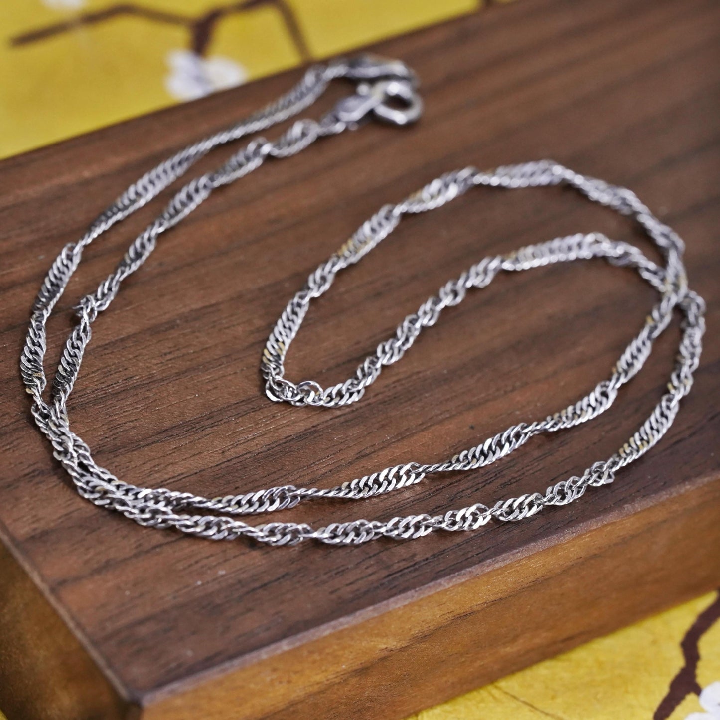 18”, 2mm, vintage Sterling silver necklace, 925 twisted curb chain
