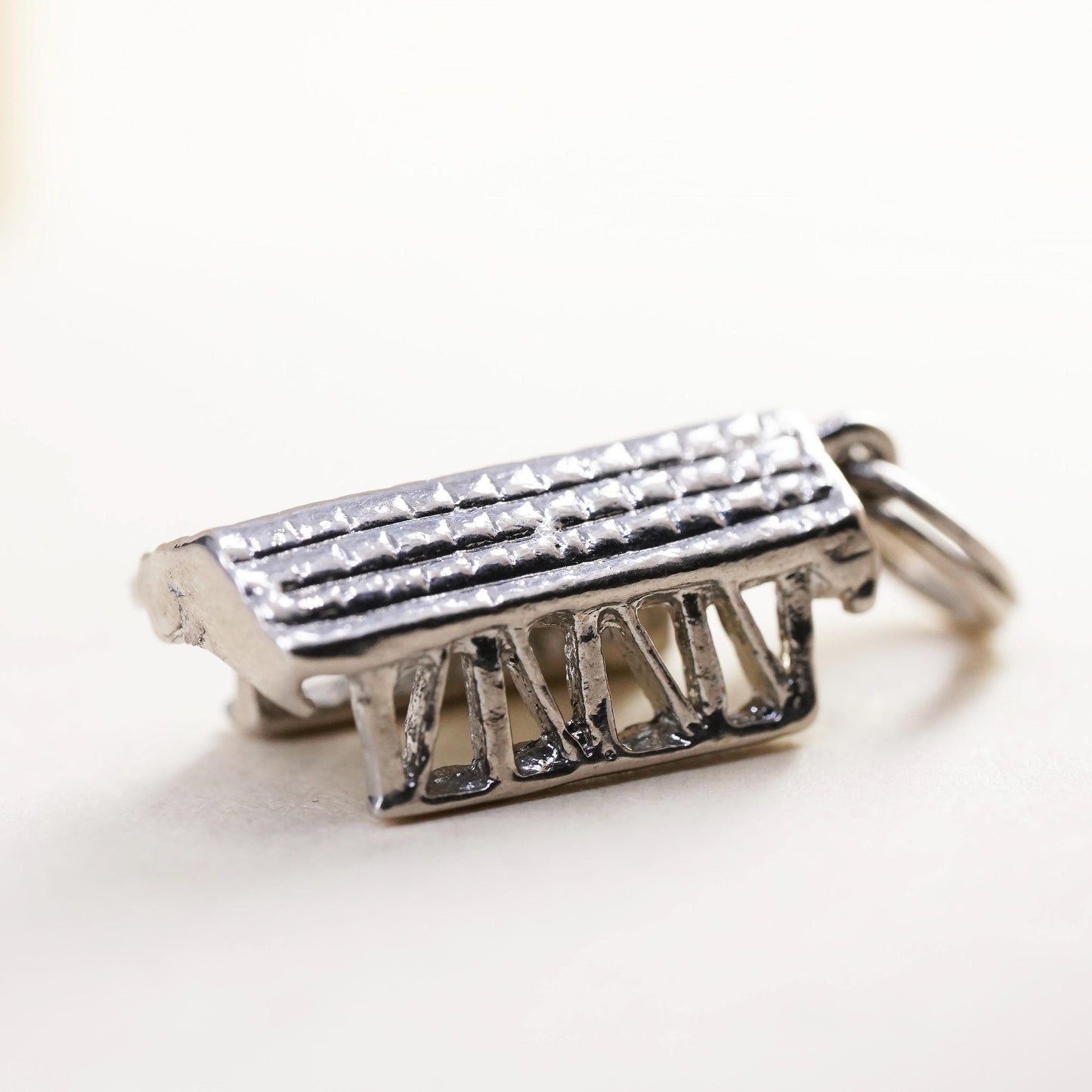 Vintage sterling silver handmade pendant, 925 shed farm charm