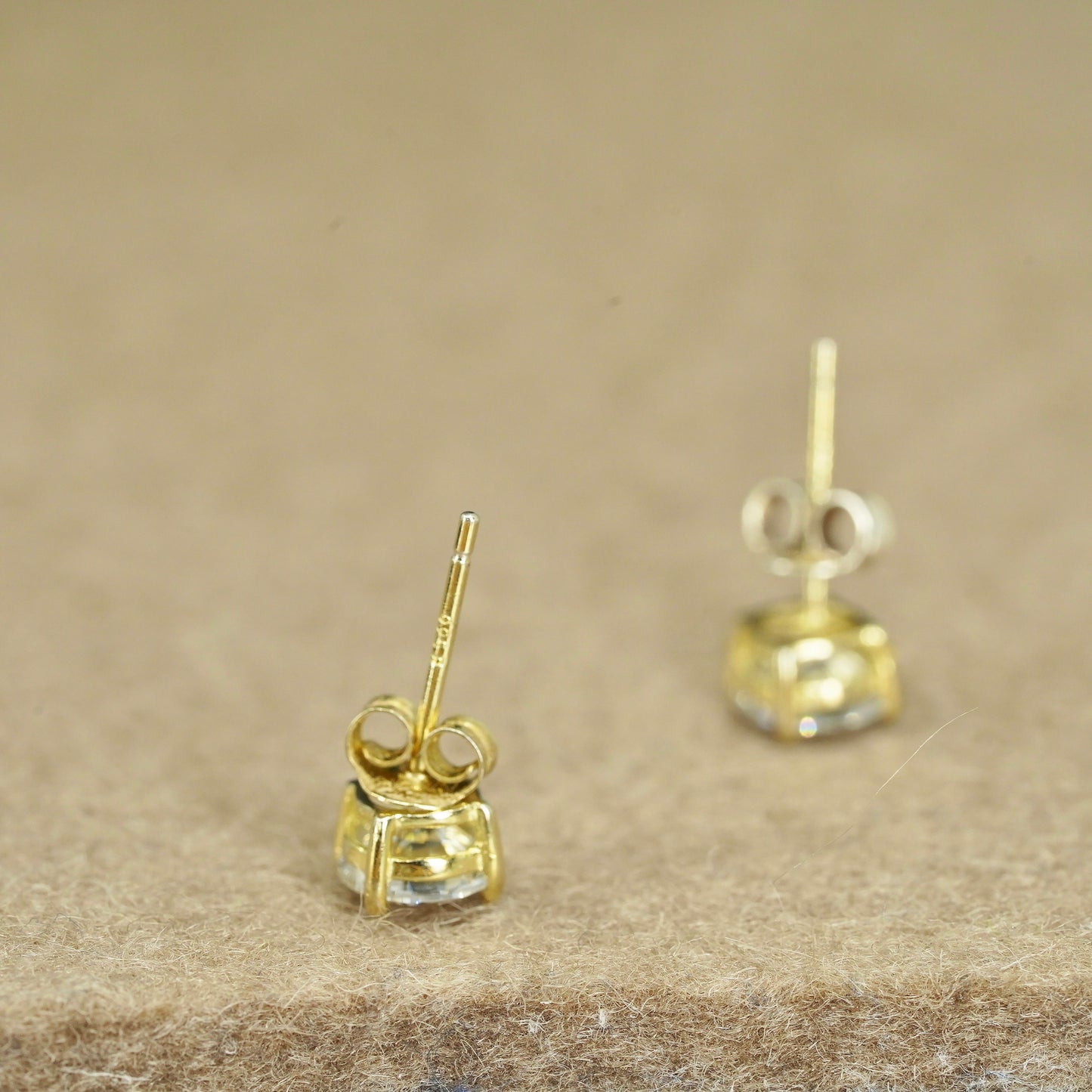 6mm Vintage rose gold Sterling 925 silver earrings, studs with round Cz