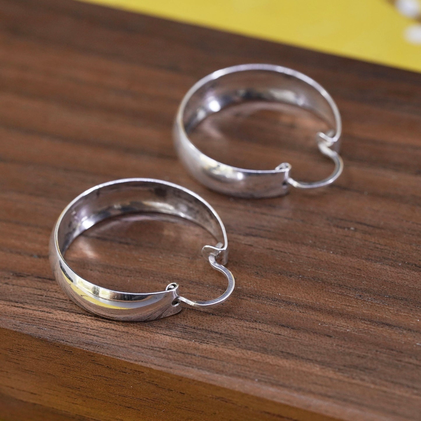 1", Sterling silver handmade hoop earrings, wide 925 silver huggie