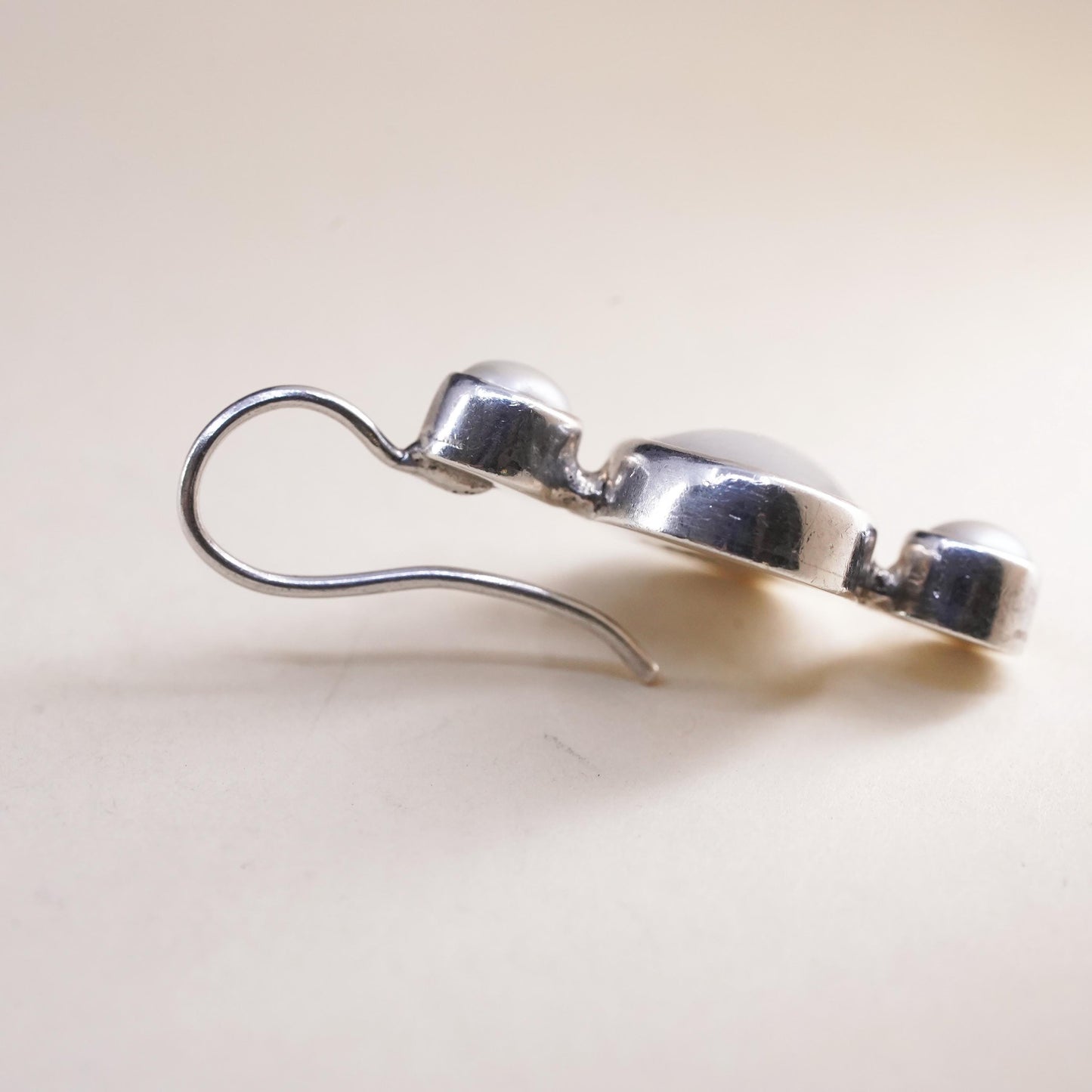 Vintage sterling silver 925 handmade single earring with white pearl