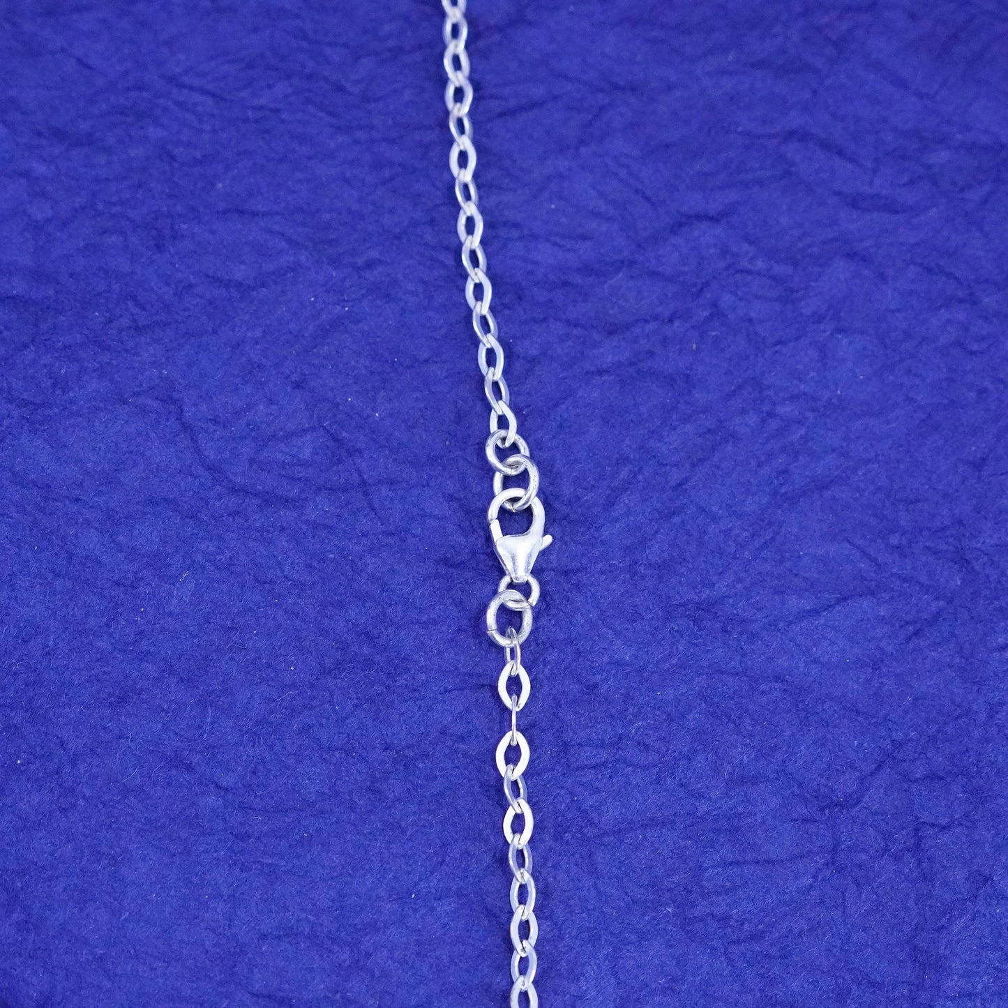 16”, Sterling silver necklace, 925 flatten circle chain with heart pendant