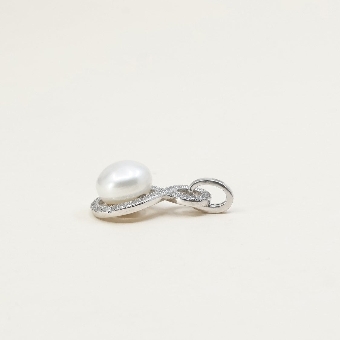 VTG handmade sterling silver pendant, 925 pendant with pearl and crystal