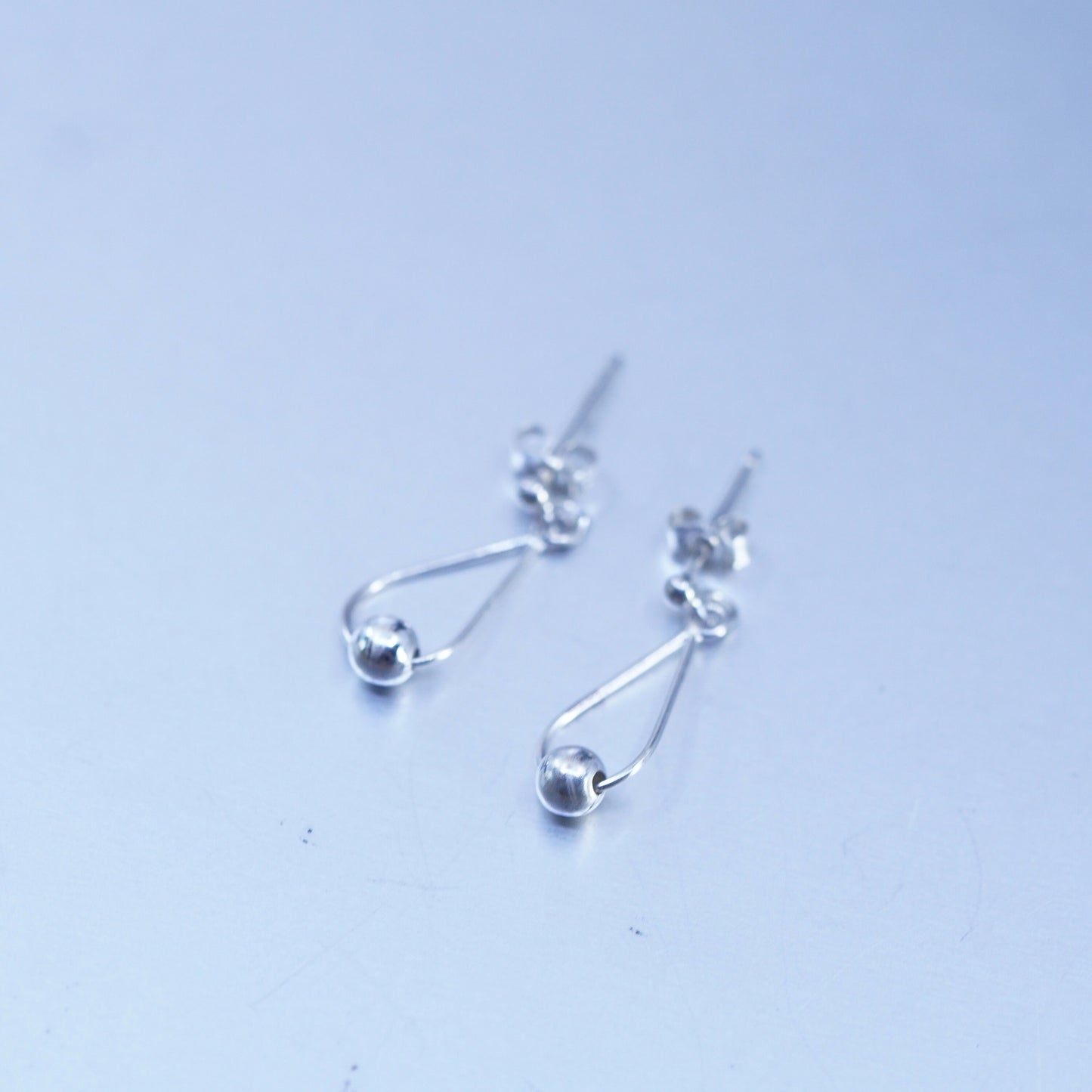 Vintage Italian Sterling 925 silver teardrop earrings with beads