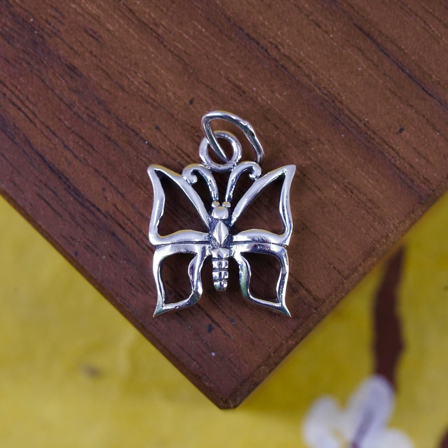 Vintage Sterling silver handmade pendant, 925 cute butterfly charm