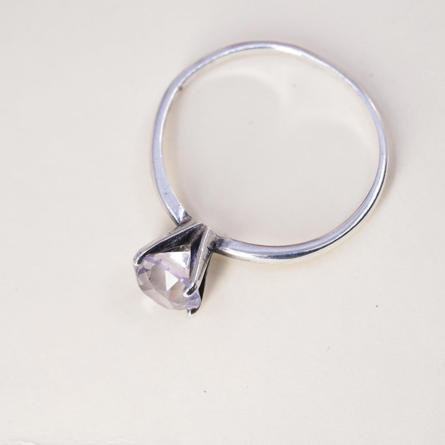 Size 9.5, vintage Sterling 925 silver engagement ring with round cut cz