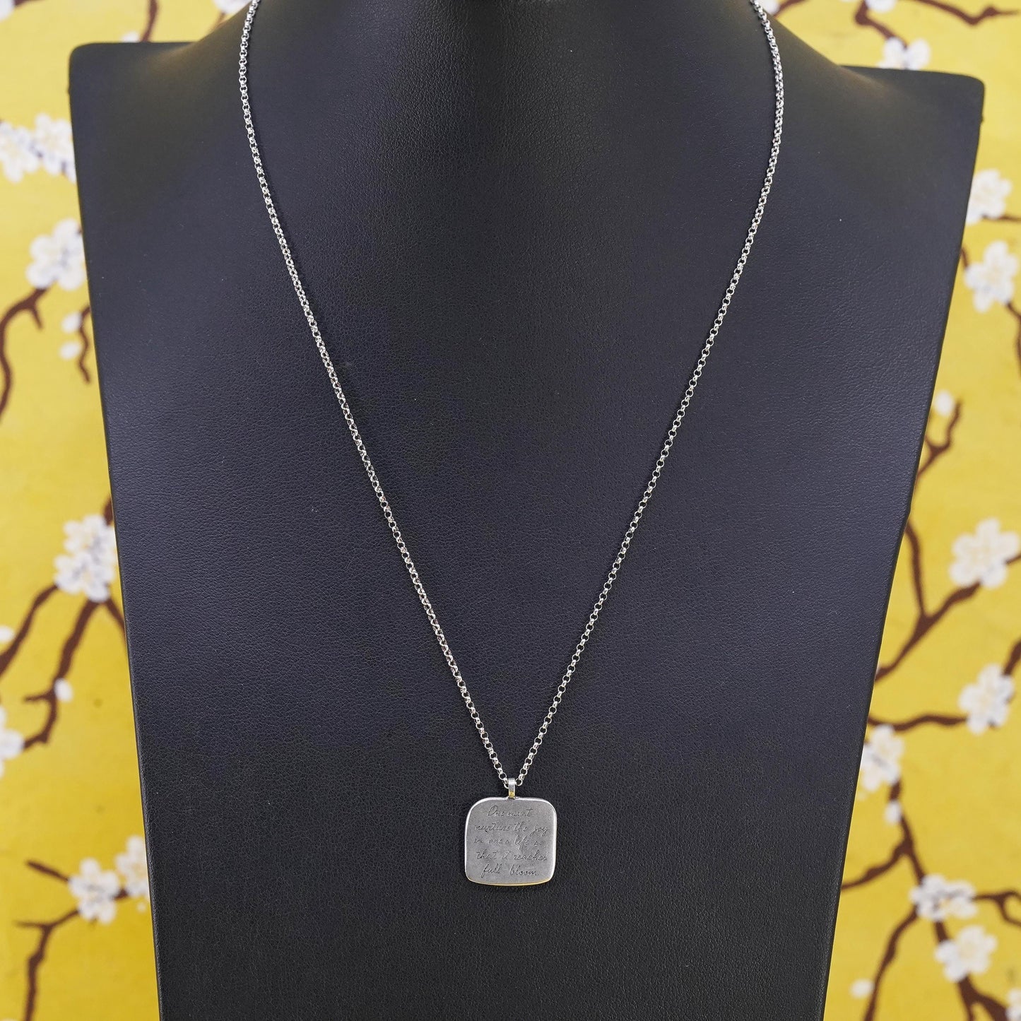 18+2”, Sterling silver necklace, 925 circle chain tag pendant “one must nurture