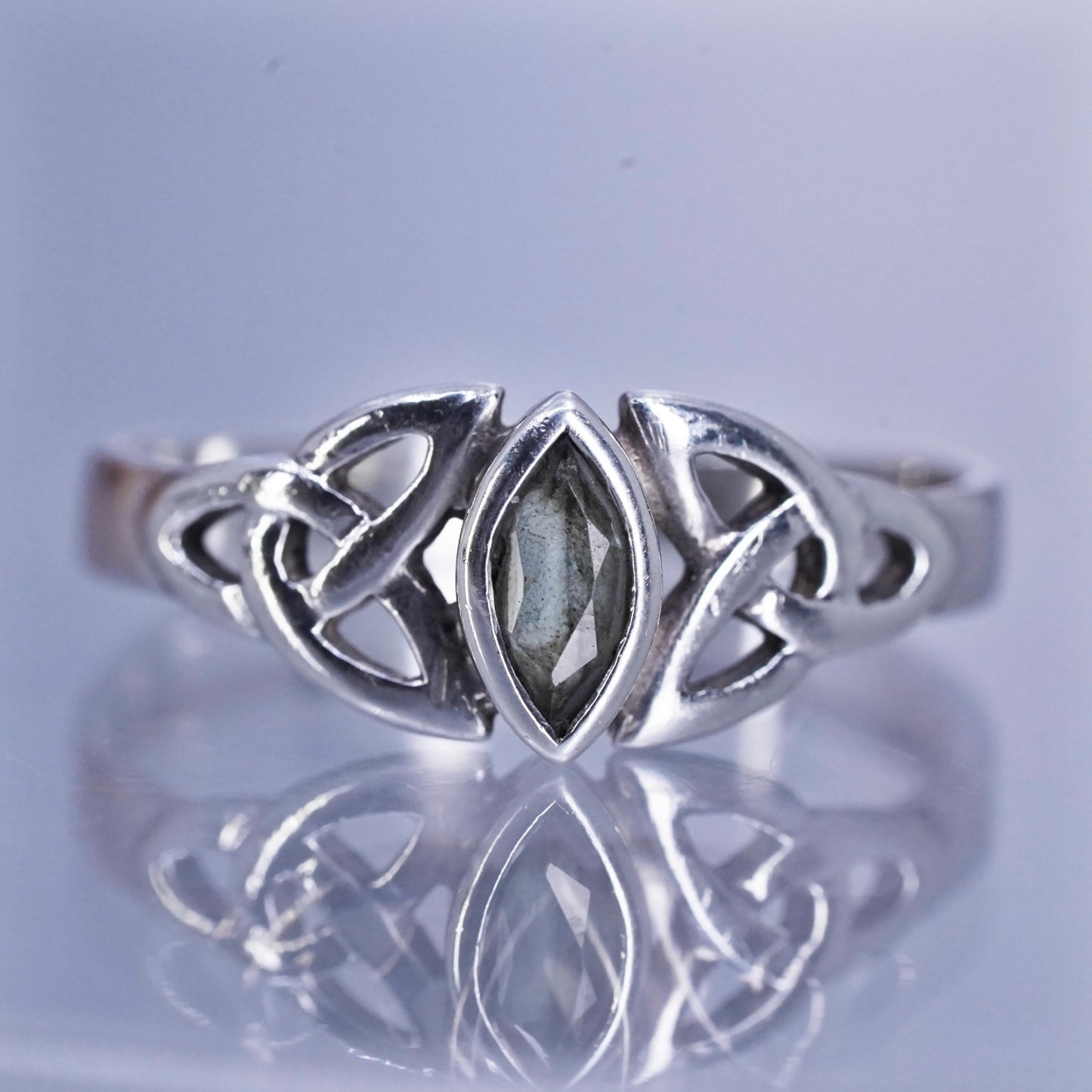 Size 7, Sterling 925 silver handmade ring, Irish Celtic knot textured band