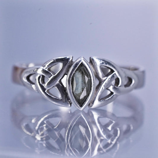 Size 7, Sterling 925 silver handmade ring, Irish Celtic knot textured band
