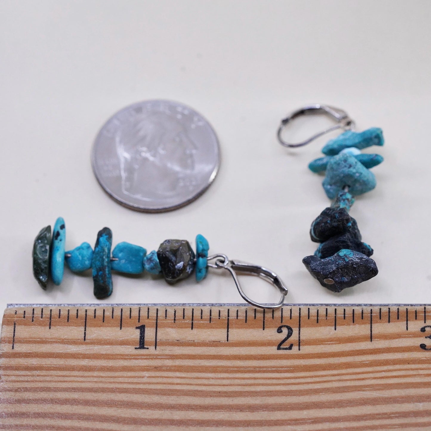 Southwestern sterling silver 925 handmade earrings with turquoise nugget beads