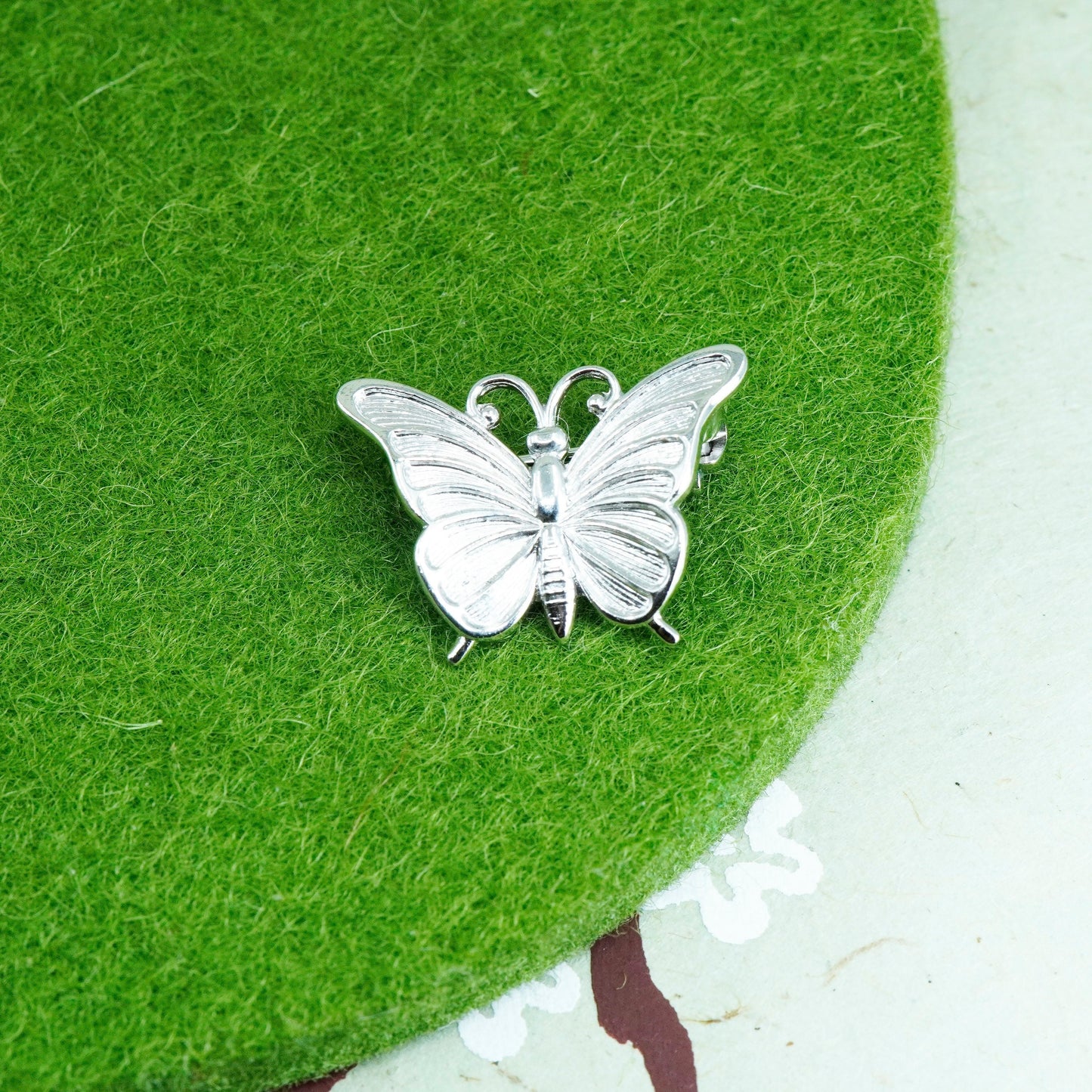 vintage Beau Sterling silver handmade brooch, 925 silver butterfly pin