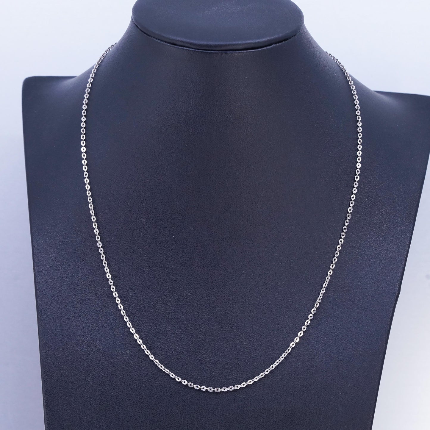 18" 2mm, vintage Italy Sterling 925 silver flatten circle chain necklace