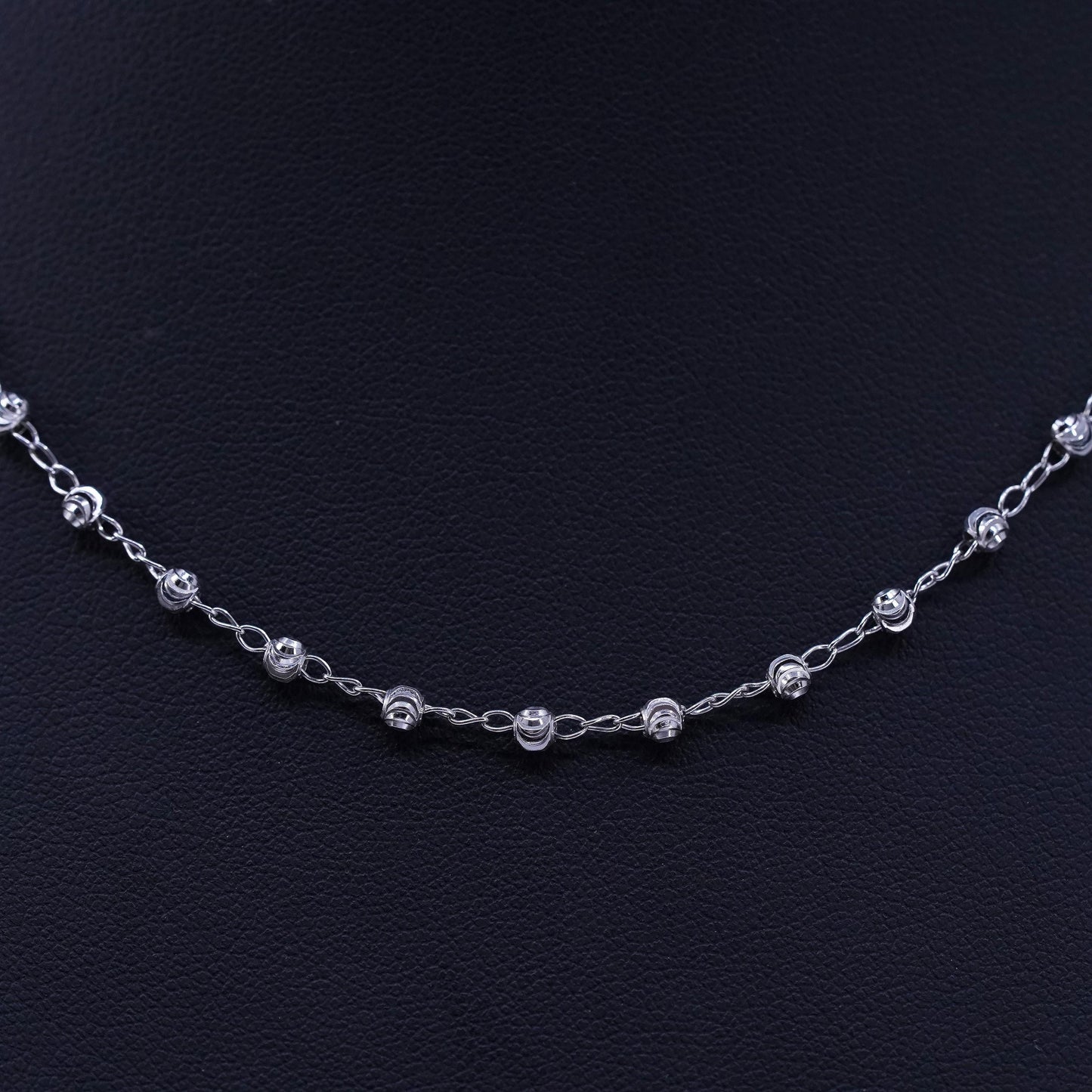 12+3”, vintage Italian Sterling 925 silver bead chain necklace