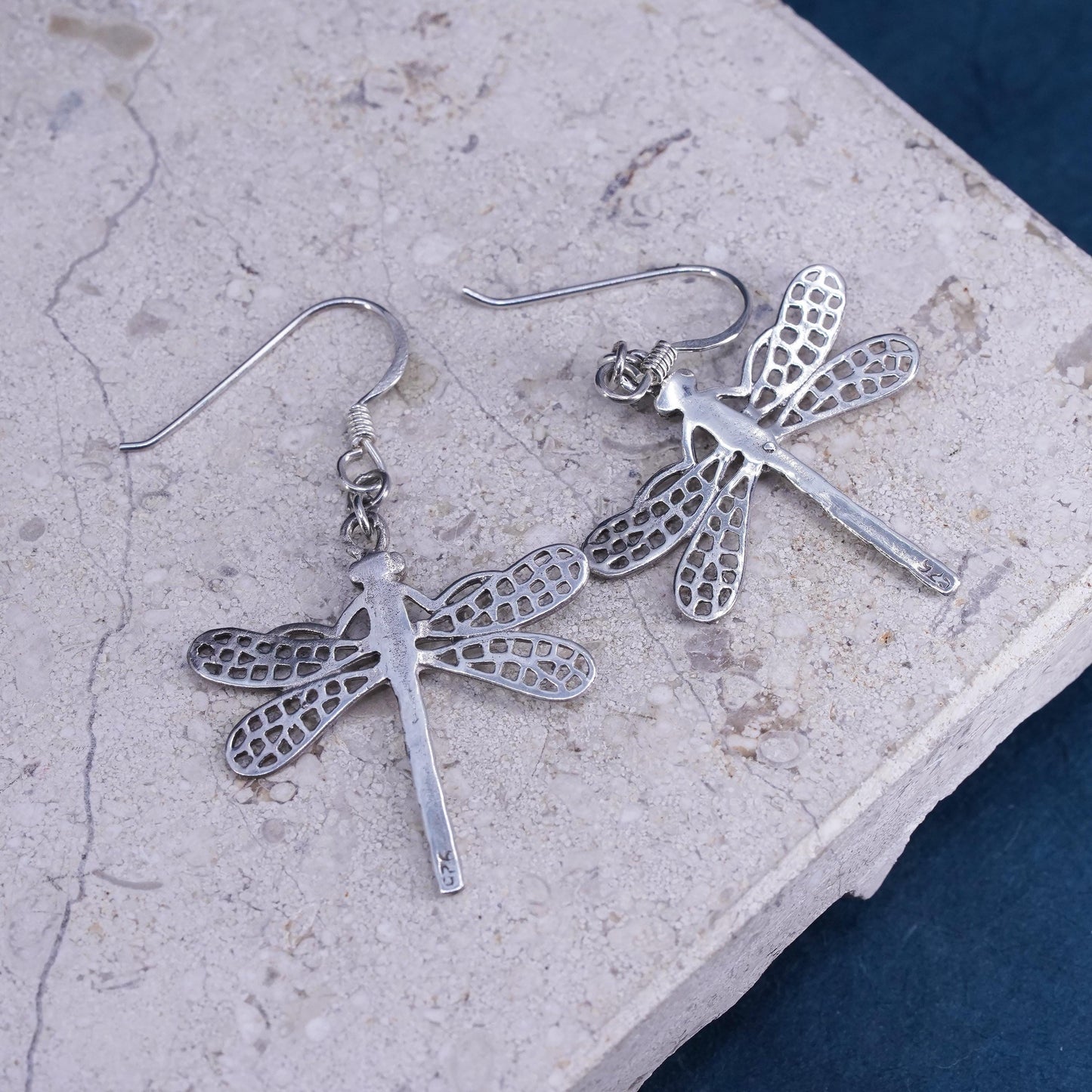 Vintage Mexican sterling silver handmade earrings, southwestern 925 dragonfly
