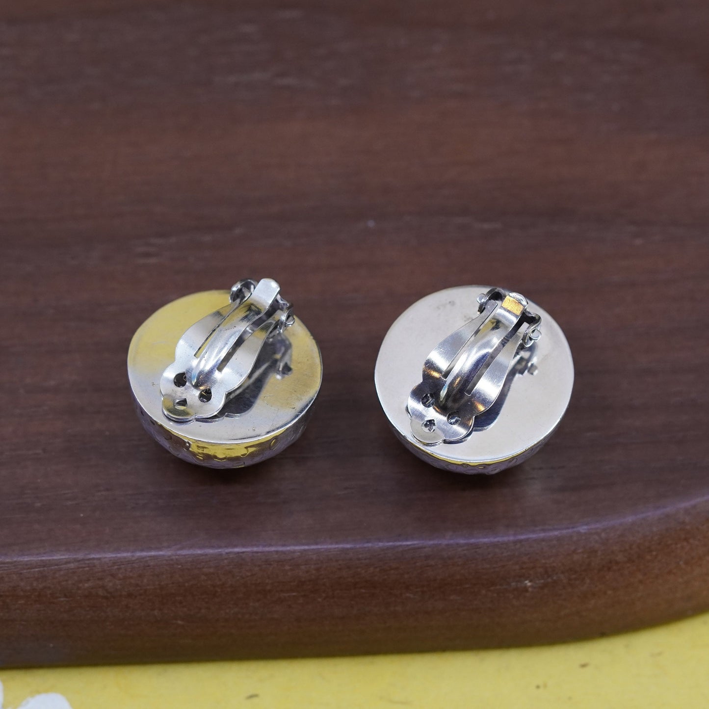 Vintage Mexico Sterling silver handmade earrings, 925 textured clip on