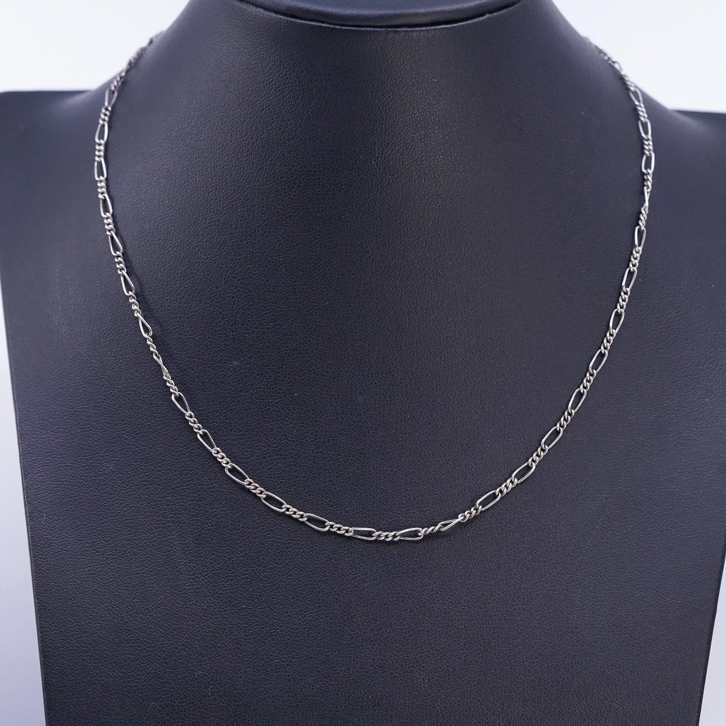 16" 3mm, vintage Sterling 925 silver figaro chain necklace