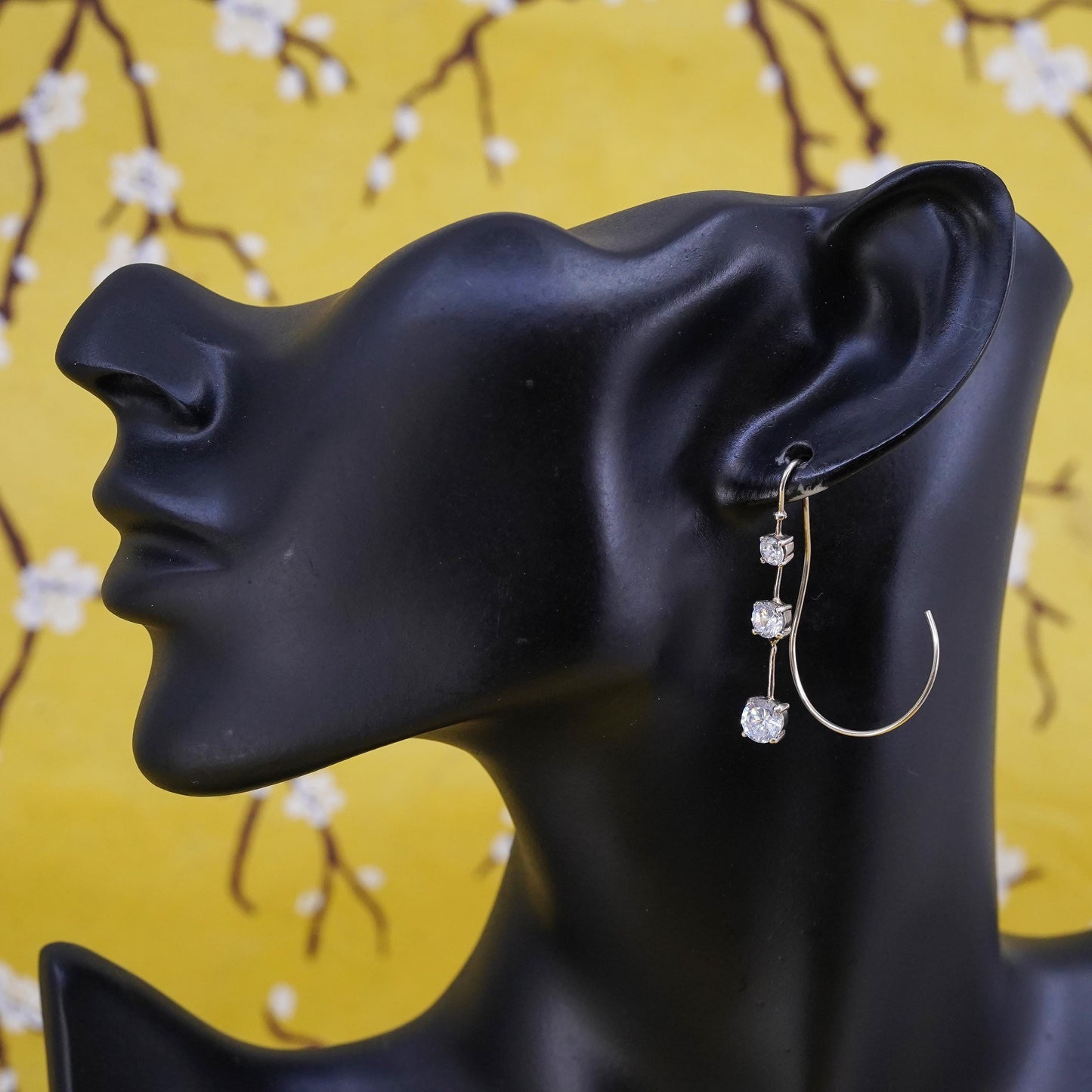 Vintage gold over Sterling 925 silver handmade earrings with CZ dangles