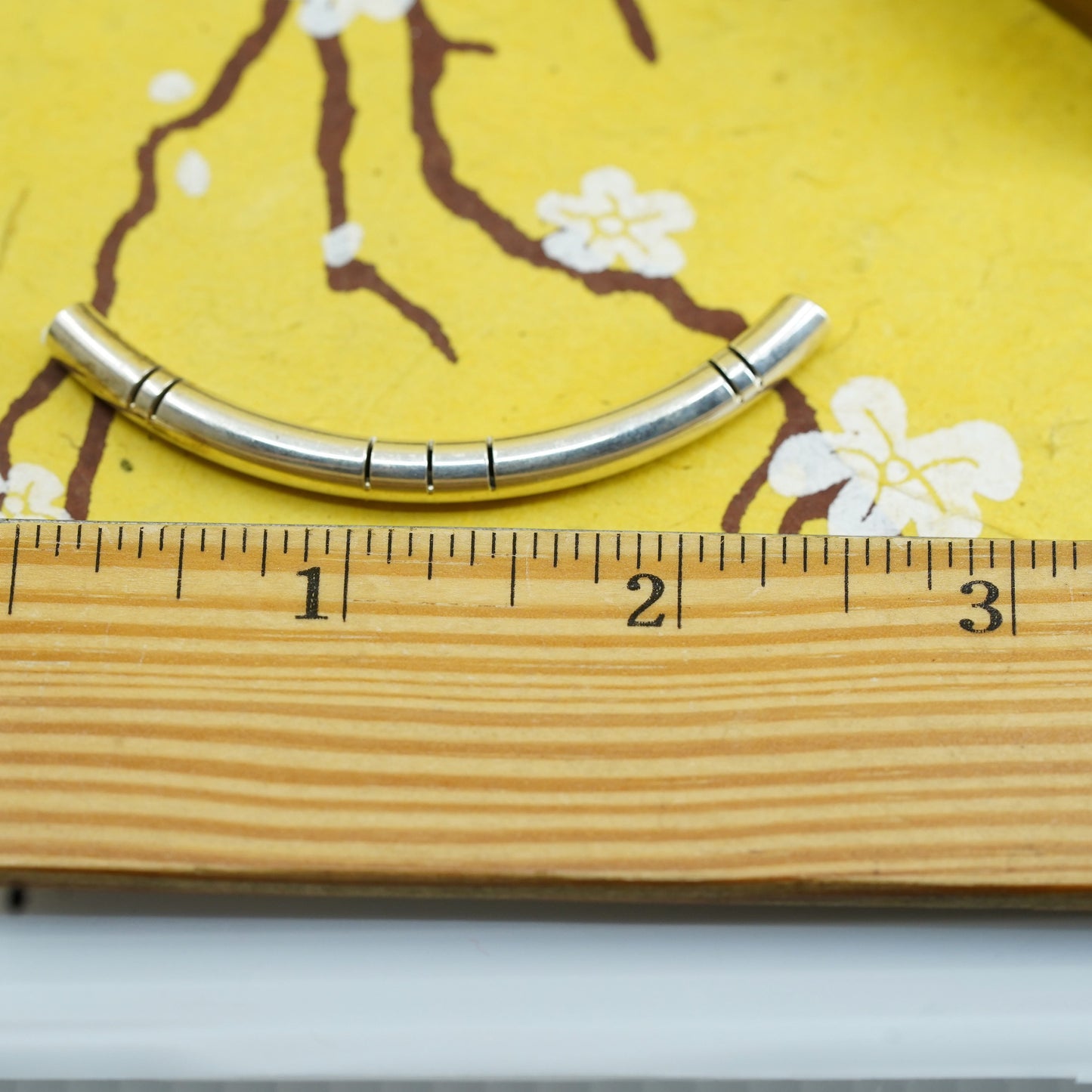 Vintage modern elegant curvy Sterling silver 925 tube pendant