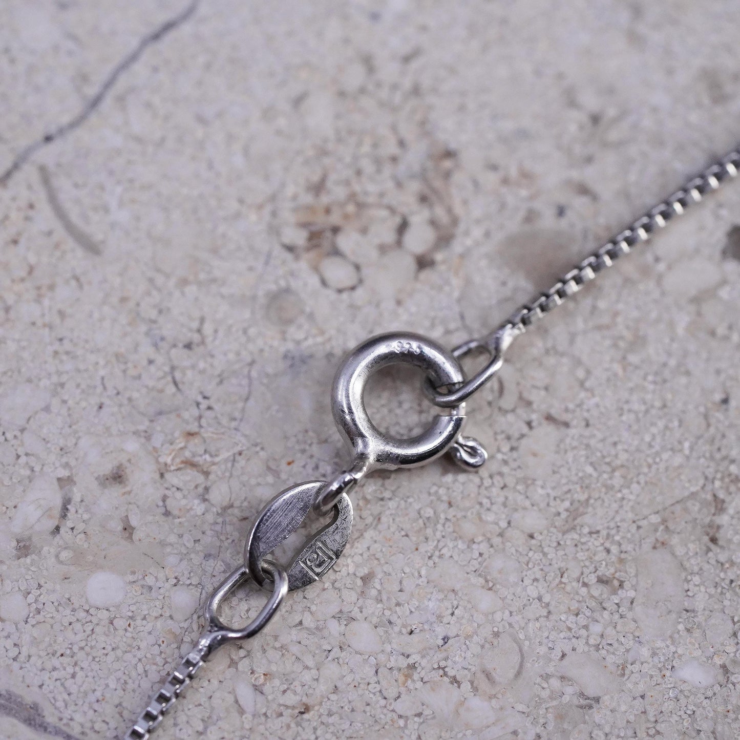 18" 1mm, vintage Sterling silver necklace, 925 box chain with cross pendant