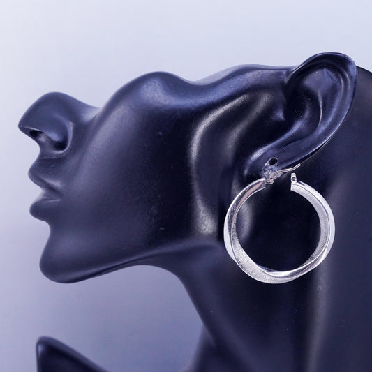 1.5” VTG Peru C&G Sterling Silver Hoops, 925 glittering twisted huggie earrings