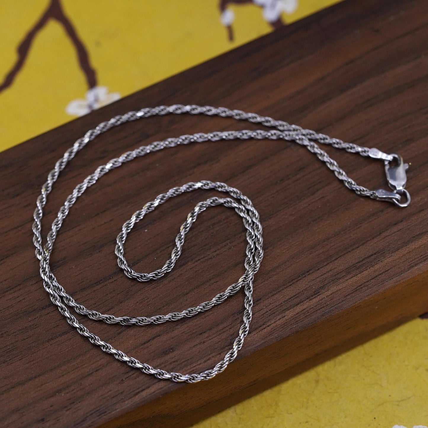 18” 2mm, vintage Sterling silver necklace, Italy 925 rope chain