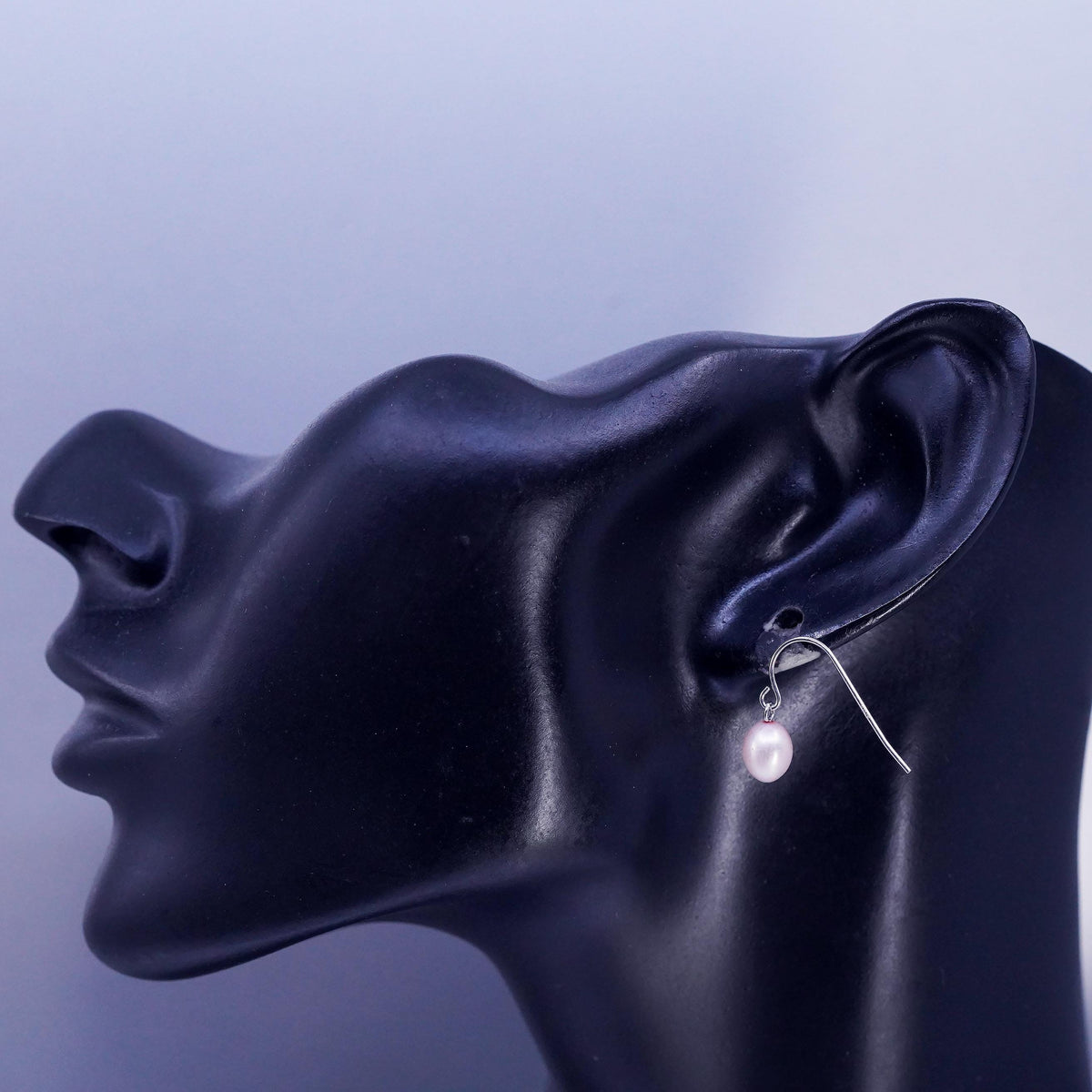 Vintage Sterling 925 silver earrings, dangle with teardrop pearl